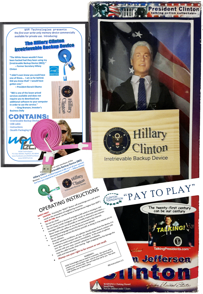 #42 Hillary Clinton IBD with 12" Talking Bill Clinton Collectible Doll